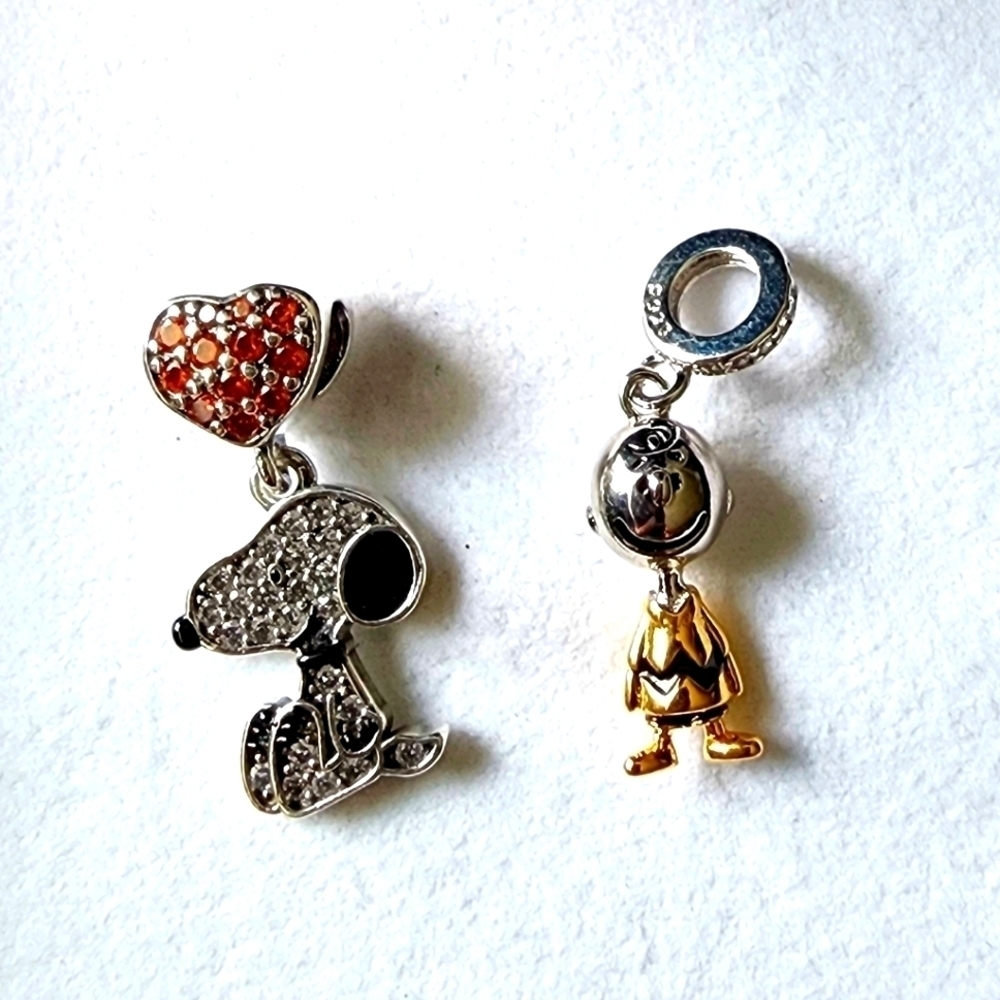 New Peanut Snoopy Dog and Charlie Brown silver charm bundle for jewelry bracelet